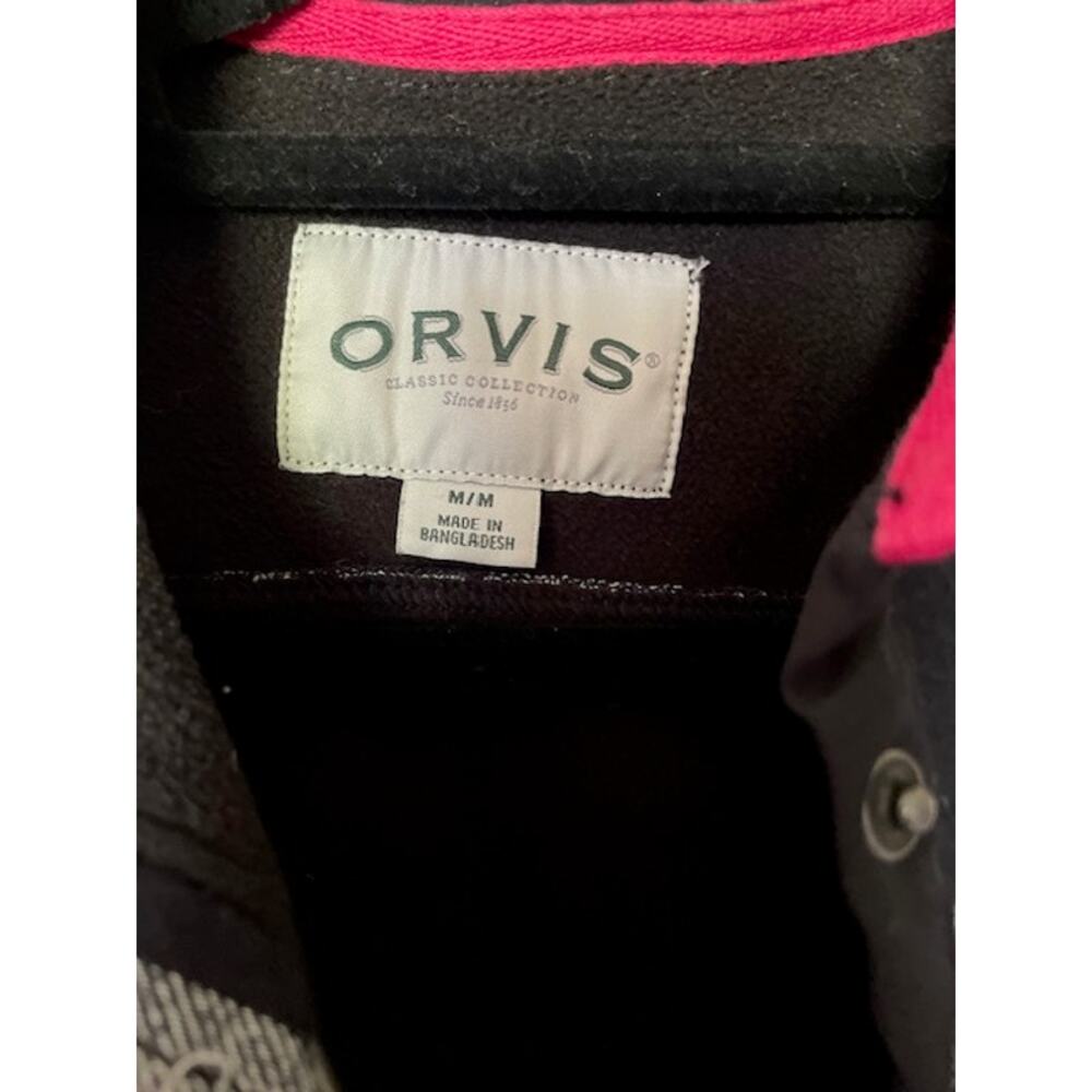 Orvis Size Medium Flannel Shirt Jacket Fleece Lined Black & White 100% Cotton - Picture 4 of 6